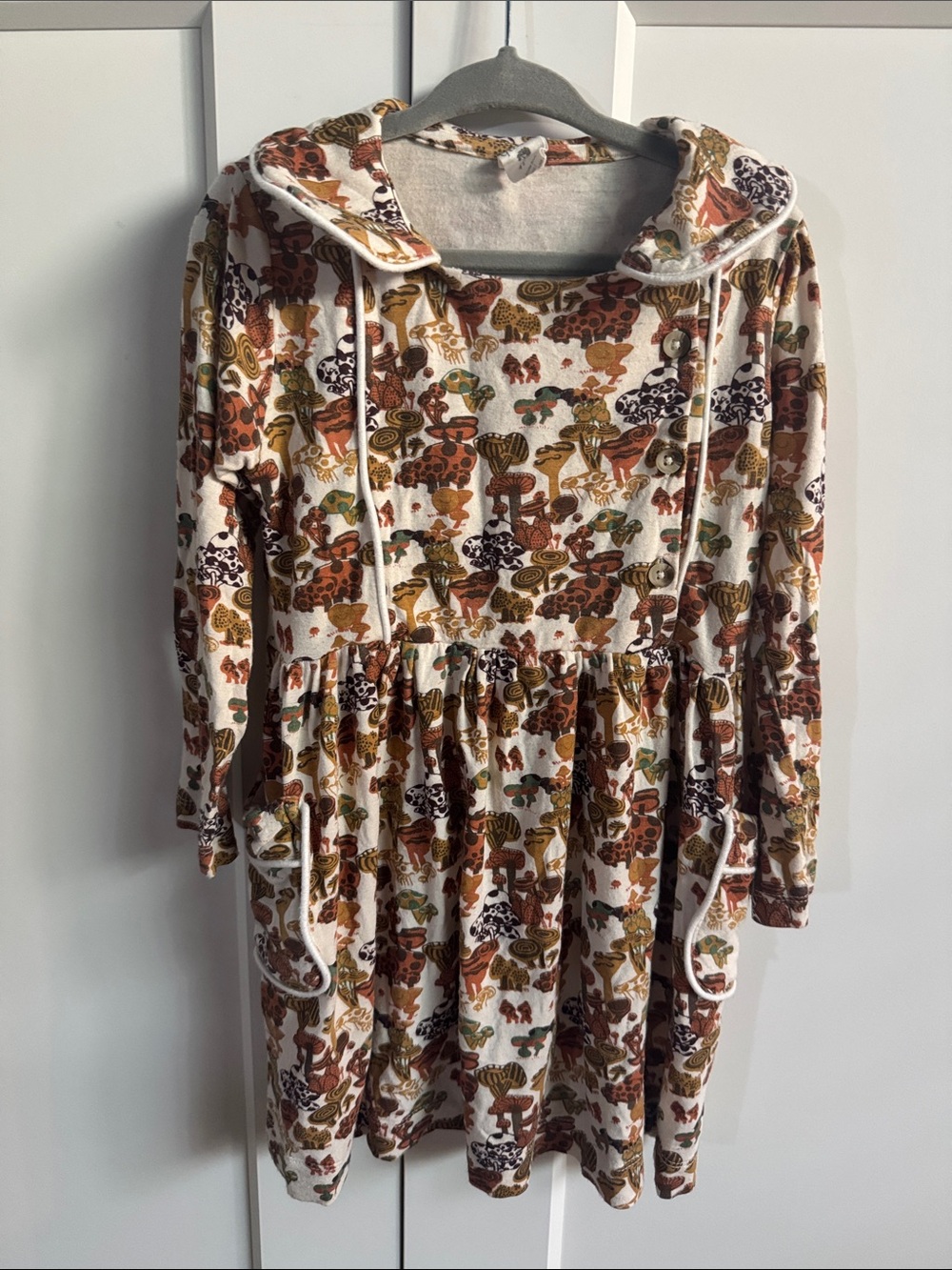 Kate Quinn Girls' Cream Floral Print Hooded Dress